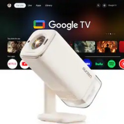 Aurzen Portable Projector with 300 ANSI Lumens, Google TV, USB-C - $189.99