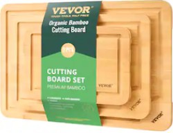 Vevor 3-Piece Premium Bamboo Cutting Board Set with Juice Groove - $14.99