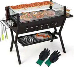 Costway Stainless Steel Charcoal Grill with Seasoning Rack and Shelf - $104.49
