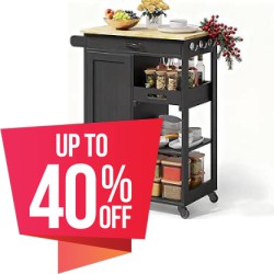 Save up to 40% off on a Selection of Kitchen Storage Islands & Carts at Amazon