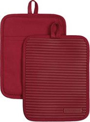 KitchenAid Ribbed Soft Silicone Pot Holders 2-Pack in Passion Red - $8.35 Today