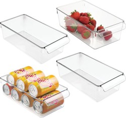 iDesign Fridge Storage Bin Set with Handles, Set of 4 Clear Containers - $17.09