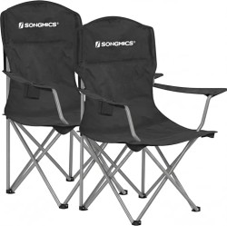 Songmics Set of 2 Folding Camp Chairs with 330 lb. Load Capacity, Black - $32.99