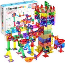 PicassoTiles 100-Piece Marble Run Magnetic Tiles Rack Track Set - $32.29 Today