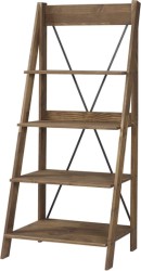 Walker Edison Solid Wood 4-Shelf Ladder Bookshelf in Brown - $54.99 Shipped