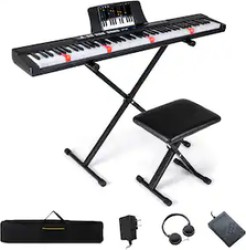 Costway 88-Key Electric Piano Keyboard with Adjustable Stand & Stool - $145.99
