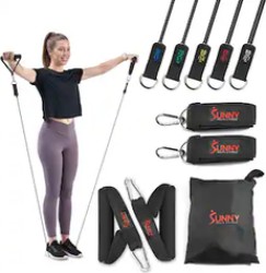 Sunny Health & Fitness Resistance Tube Set, 10 to 50 lbs in Black - $28.24 Today