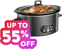 Save up to 55% off on a Selection of Slow Cookers at Amazon with Prime Shipping