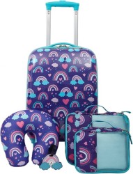 Traveler's Club 5-Piece Kids' Hard Side Luggage Set in Rainbow Design - $49.96
