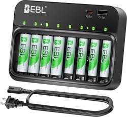 EBL Rechargeable AA & AAA Battery 4-Packs & 20W PD Smart Charger - $15.99