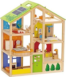 Hape All Seasons Kids' Wooden Dollhouse with Furniture & Accessories - $104.49
