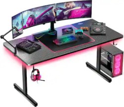 GTPlayer 55" Gaming Desk with RGB, Mouse Pad, Accessory Hooks - $68.99 Today