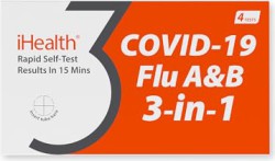 4-Pack of iHealth COVID-19, Flu-A & Flu-B Antigen Rapid Tests - $34.09 Today