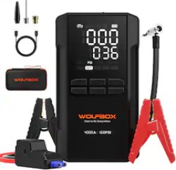 Wolfbox 4000A Jump Starter with Air Compressor & 65W Power Bank - $113.99