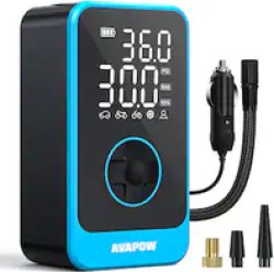 Avapow 12V Vehicle Tire Inflator and Air Compressor with LED Light - $22.99
